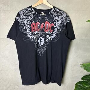 ACDC Black Ice Tribal Lightning Wings Large Y2K Band Tee
